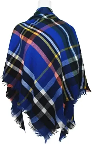 VIVIAN & VINCENT Plaid Fall Winter Blanket Scarf for Women | Oversized square blanket wrap, soft tartan styling, cozy layering, shawl or poncho wear, seasonal gifts - 2