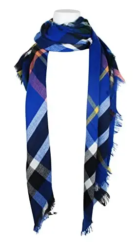 VIVIAN & VINCENT Plaid Fall Winter Blanket Scarf for Women | Oversized square blanket wrap, soft tartan styling, cozy layering, shawl or poncho wear, seasonal gifts - 3