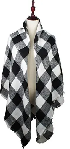 VIVIAN & VINCENT Fall Winter Scarf Classic Tassel Plaid Tartan Warm Soft Chunky Large Blanket Wrap Shawl Scarves for Women - 3