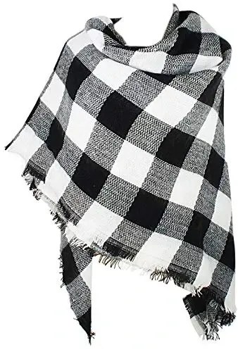 VIVIAN & VINCENT Fall Winter Scarf Classic Tassel Plaid Tartan Warm Soft Chunky Large Blanket Wrap Shawl Scarves for Women - 1