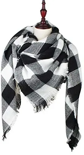 VIVIAN & VINCENT Fall Winter Scarf Classic Tassel Plaid Tartan Warm Soft Chunky Large Blanket Wrap Shawl Scarves for Women - MODAZONE (1)