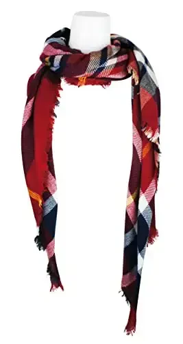 VIVIAN & VINCENT Women's Fall Winter Scarf Classic Tassel Plaid Tartan Warm Soft Chunky Large Blanket Wrap Shawl Scarves - 2