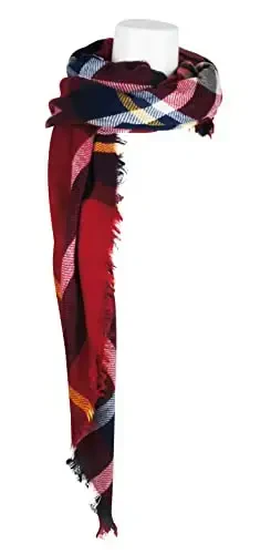 VIVIAN & VINCENT Women's Fall Winter Scarf Classic Tassel Plaid Tartan Warm Soft Chunky Large Blanket Wrap Shawl Scarves - 3