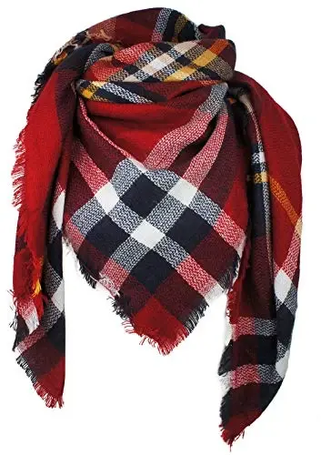 VIVIAN & VINCENT Women's Fall Winter Scarf Classic Tassel Plaid Tartan Warm Soft Chunky Large Blanket Wrap Shawl Scarves - VIVIAN & VINCENT