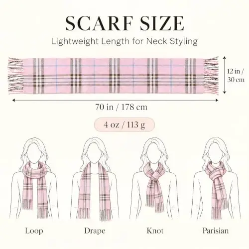 VIVIAN & VINCENT Women's Plaid Fall Winter Scarf for Women | 100% acrylic, soft casModazoneere feel, lightweight 4 oz, 70 x 12 in, classic tartan - 4