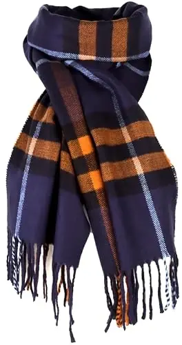 VIVIAN & VINCENT Women's Plaid Fall Winter Scarf for Women | 100% acrylic, soft casModazoneere feel, lightweight 4 oz, 70 x 12 in, classic tartan - 1