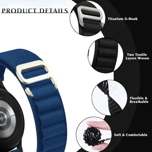 vixjimono Alpine Loop Band Apple Watch Band 49mm 46mm 45mm 41mm 44mm 40mm 42mm 38mm erkaklar ayollar bilan mos keladi, Apple Watch Ultra 2&1 iWatch Series10 9 8 7 SE 6 5 4 3 2 1 uchun neylon sport halqasi bantlari - MODAZONE (1)