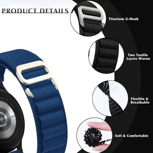 vixjimono Alpine Loop Band Apple Watch Band 49mm 46mm 45mm 41mm 44mm 40mm 42mm 38mm Men Women bilan mos keladi, Apple Watch Ultra 2&1 iWatch Series10 9 8 7 SE 6 5 4 3 2 1 uchun neylon sport Loop bantlari - MODAZONE (1)