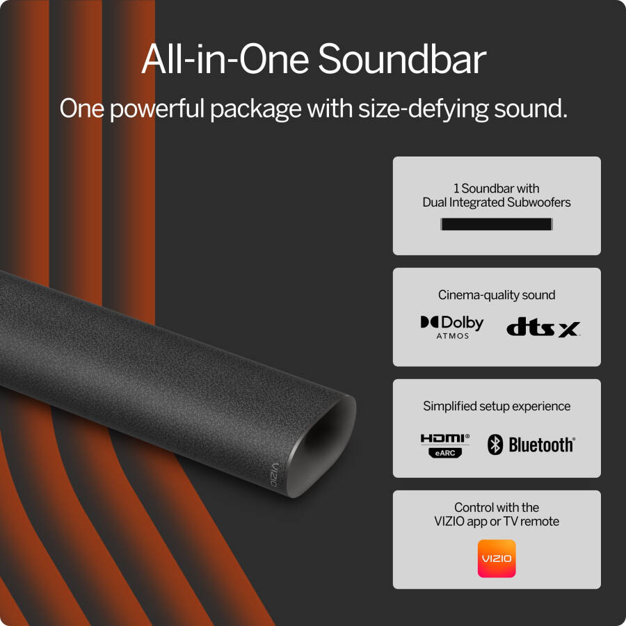 VIZIO All-in-One 2.1 Soundbar w/ Dolby Atmos, DTS: X, Bluetooth (NEW) SV210D-0806 - 2