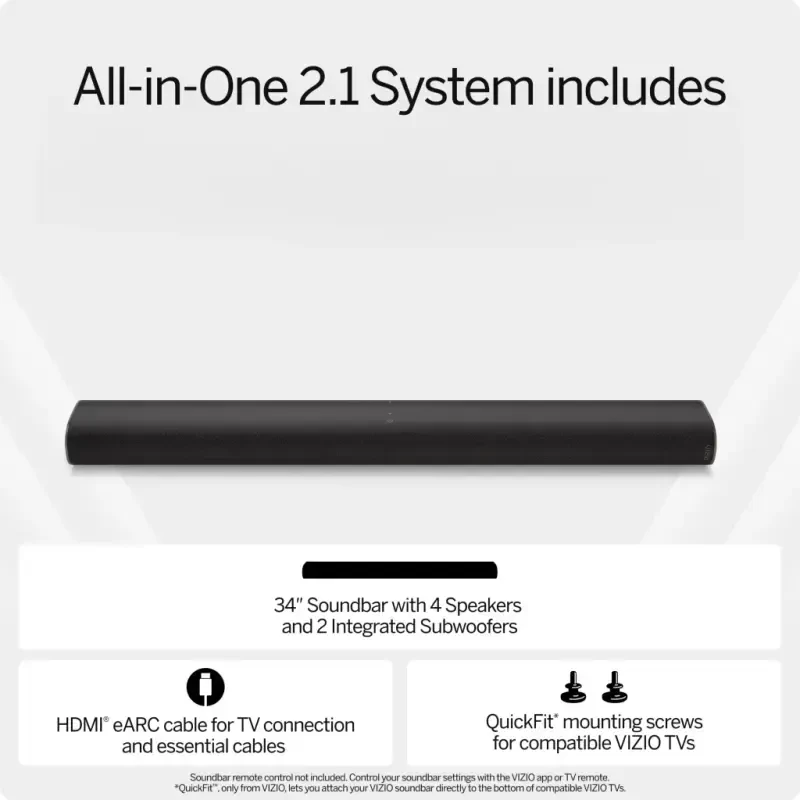 VIZIO All-in-One 2.1 Soundbar w/ Dolby Atmos, DTS: X, Bluetooth (NEW) SV210D-0806 - 1