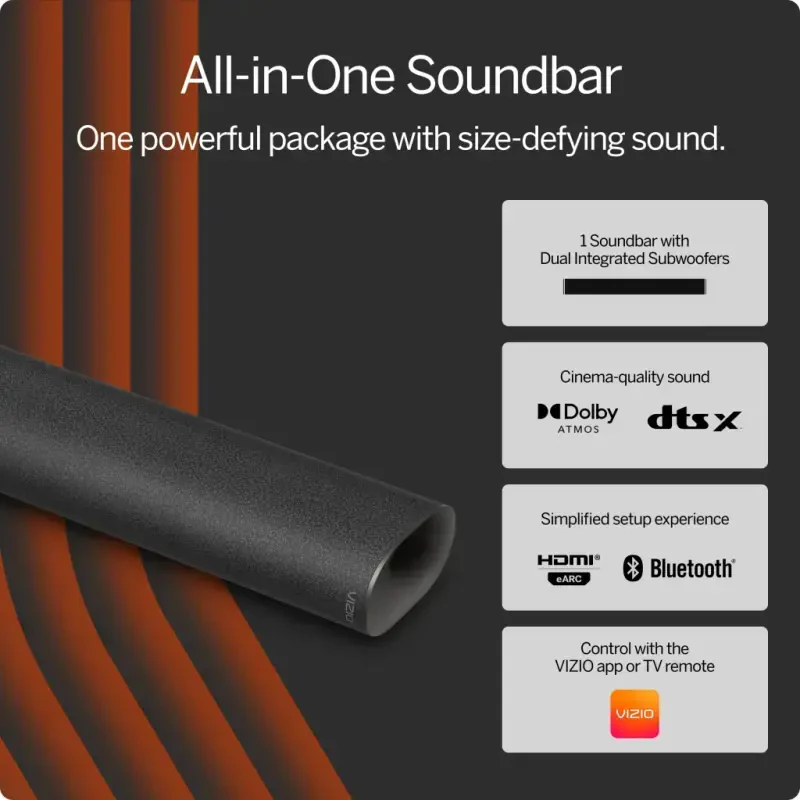 VIZIO All-in-One 2.1 Soundbar w/ Dolby Atmos, DTS: X, Bluetooth (NEW) SV210D-0806 - 5