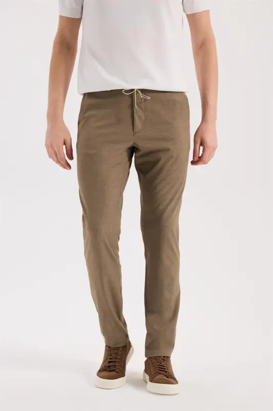Vizon Comfort Fit Beli Lastikli Esnek Kumaş Jogger Pantolon - JAKAMEN