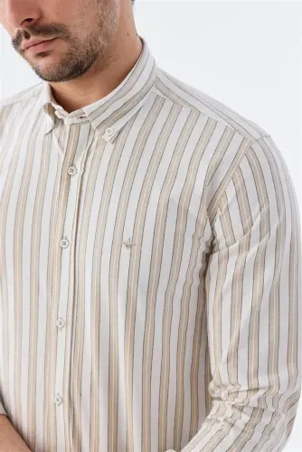 Vizon Comfort Fit Button-Down Striped Cotton Shirt - 3