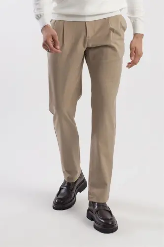 Vizon Comfort Fit Çift Cep Kapaklı Pileli Yan Cep Pantolon 