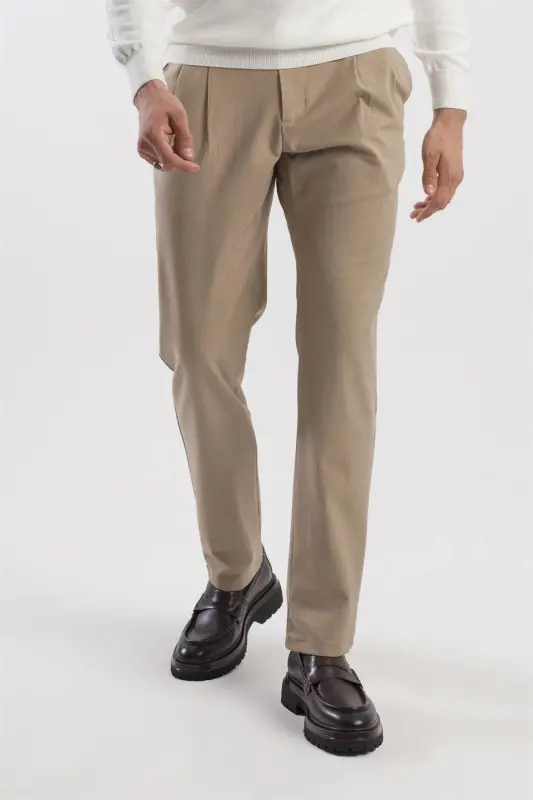Vizon Comfort Fit Çift Cep Kapaklı Pileli Yan Cep Pantolon - 1