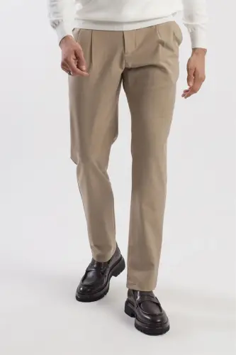 Vizon Comfort Fit Çift Cep Kapaklı Pileli Yan Cep Pantolon 