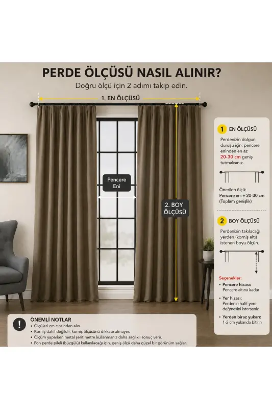 Vizon Karartma Blackout Fon Perde Düz Dikim Her Ölçü Mevcut ( En X Boy ) Lüks1,sınıf - Vizon - 4