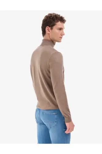 Vizon Melanj Slim Fit Balıkçı Yaka Basic Triko Kazak 50314202-VR174 - Vizon - 6