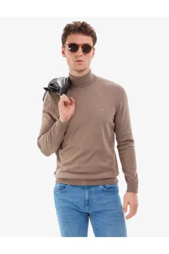 Vizon Melanj Slim Fit Balıkçı Yaka Basic Triko Kazak 50314202-VR174 - Vizon - Pierre Cardin (1)