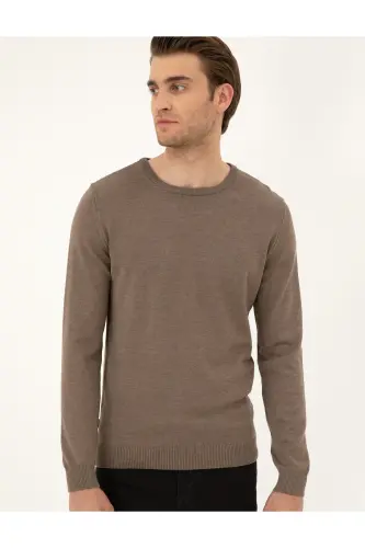 Vizon Melanj Slim Fit Bisiklet Yaka Basic Triko Kazak 50296575-VR174 - Vizon Melanj - 3