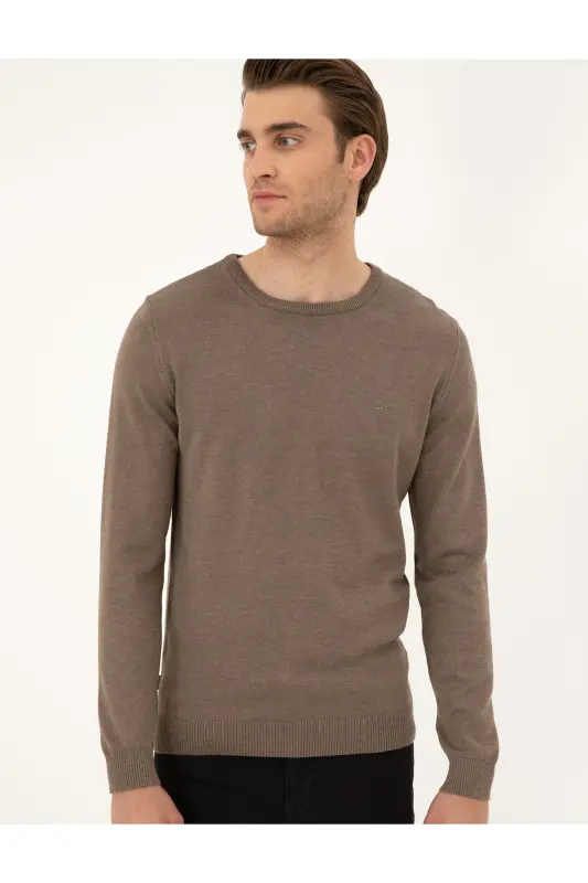 Vizon Melanj Slim Fit Bisiklet Yaka Basic Triko Kazak 50296575-VR174 - Vizon Melanj - 3
