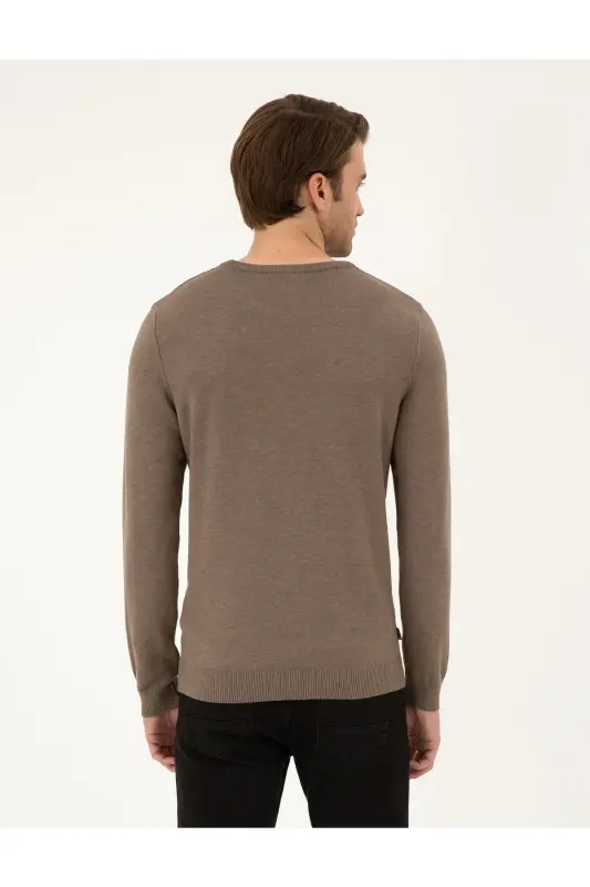 Vizon Melanj Slim Fit Bisiklet Yaka Basic Triko Kazak 50296575-VR174 - Vizon Melanj - 5