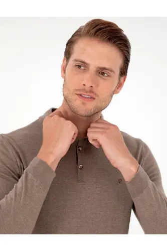 Vizon Melanj Slim Fit Polo Yaka Basic Triko Kazak 50296623-VR174-Vizon Melanj - PIERRE CARDIN (1)