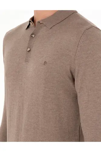 Vizon Melanj Slim Fit Polo Yaka Basic Triko Kazak 50296623-VR174-Vizon Melanj - 6