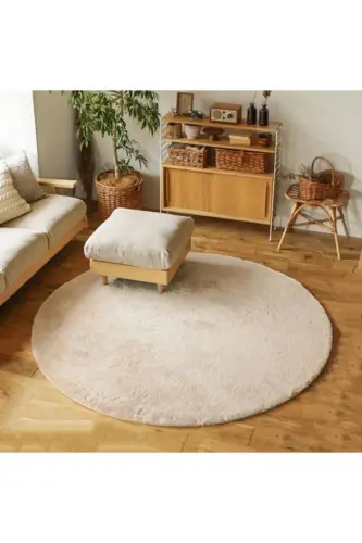Vizon Post Dokuma Halı Peluş Tavşan Tüyü Hissi Antibakteriyel-Bej 