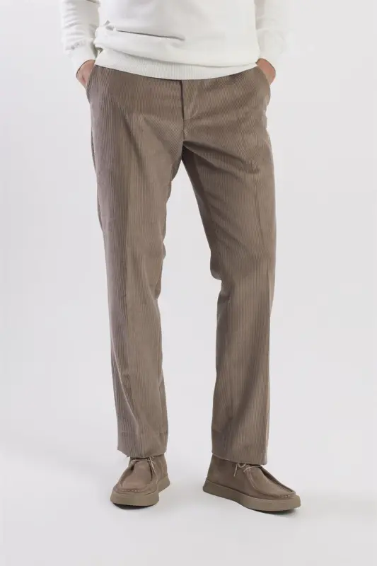 Vizon Rangi Regular Fit 100% Paxta Baxmal Shim - 3