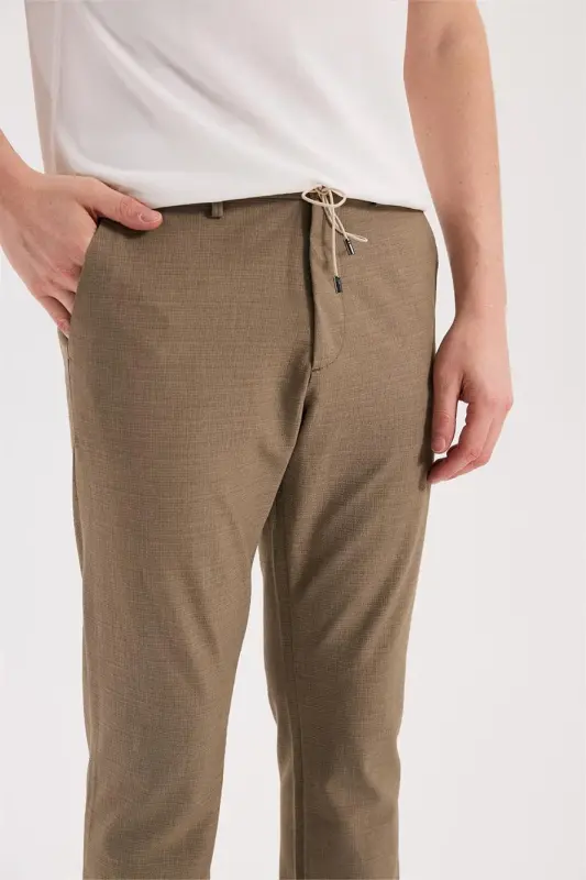 Vizon rangli, beli rezinkali, egiluvchan matoli jogger shim - 3