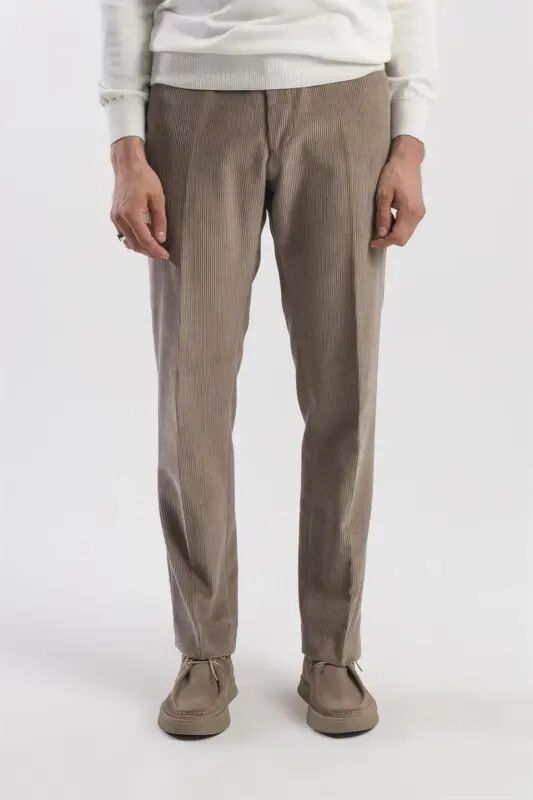 Mink Regular Fit 100% Cotton Velvet Trousers - 1