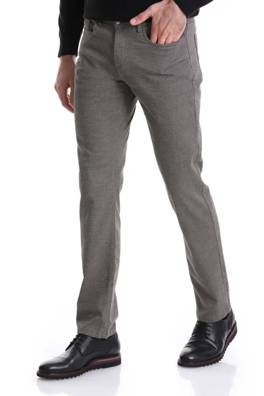 Vizon Regular Fit Düz 5 Cep Pamuklu Kot Pantolon - Vizon - 3