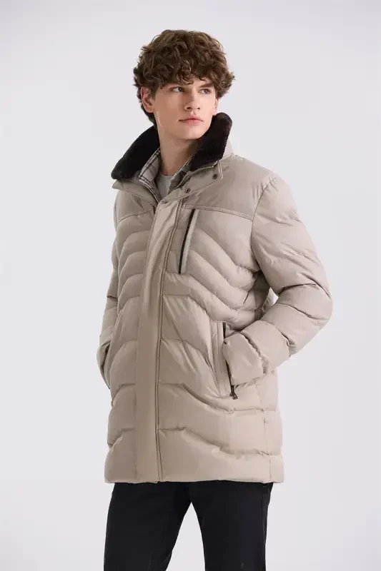 Vızon Regular Fit Yaka Kürklü Kışlık Mont Mont - 1