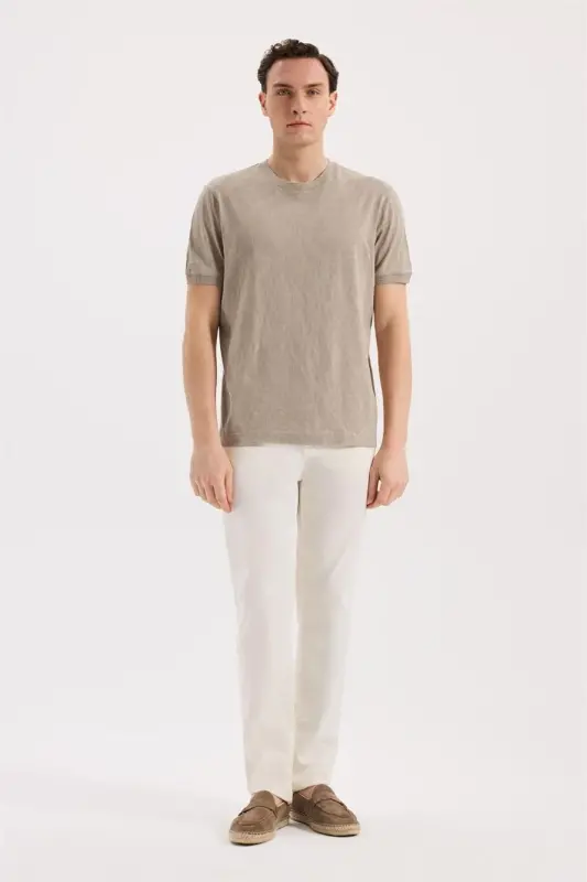 Vizon Slim Fit Bisiklet Yaka Desenli %100 Pamuk T-Shirt - 2