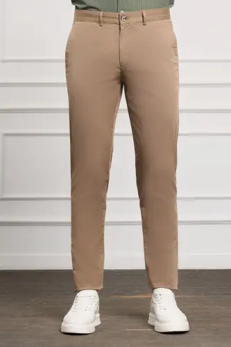Vizon Slim Fit Dar Kesim Chino Yan Cep Erkek Pantolon-A.Vizon 