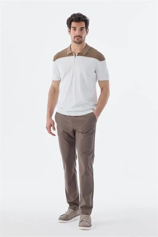 Vizon Slim Fit Fermuarlı Polo Yaka T-Shirt - 1