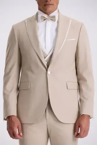 Vizon Slim Fit Kırlangıç Yaka Yelekli Smokin Damatlık Takım Elbise - 3