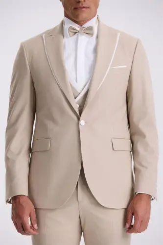 Vizon Slim Fit Kırlangıç Yaka Yelekli Smokin Damatlık Takım Elbise - 3