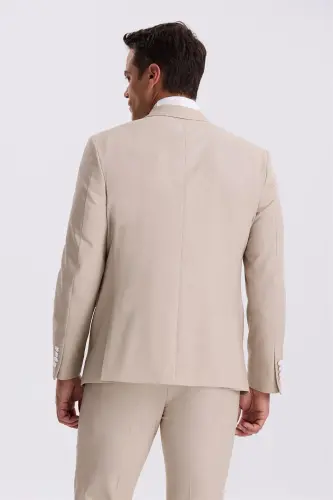 Vizon Slim Fit Kırlangıç Yaka Yelekli Smokin Damatlık Takım Elbise - 4