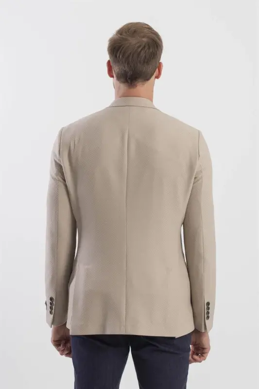 Vizon Slim Fit naqshli oʻtkir yoqali palto - 4