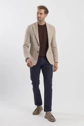 Vizon Slim Fit naqshli oʻtkir yoqali palto - Modazone (1)