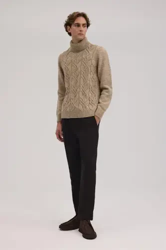 Vizon Slim Fit Tam Balıkçı Yaka Triko Kazak - JAKAMEN (1)