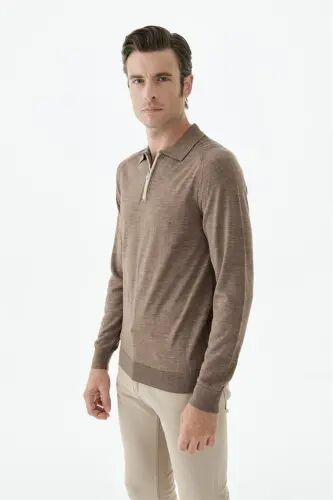 Vizon Slim Fit Yünlü Fermuarlu Polo Yaka Triko - JAKAMEN (1)