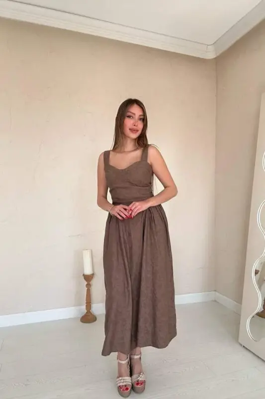 Vizon yon tomonlari burmali ko'krak qismli ko'ylak - 4