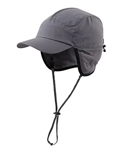 Home Prefer Waterproof Men's Winter Hats with Visor Warm Fleece Lined Baseball Cap Earflaps Trooper Trapper Hat for Men - HOME