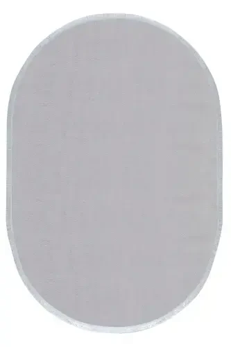 Vl Comfort Oval Düz Saçaklı Peluş Halı Gri-Gri Düz Saçaklı Oval - VALERY HOME (1)