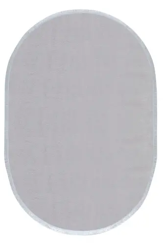 Vl Comfort Oval Flat Fringed Plush Carpet Gray-Gray Flat Fringed Oval - VALERY HOME (1)