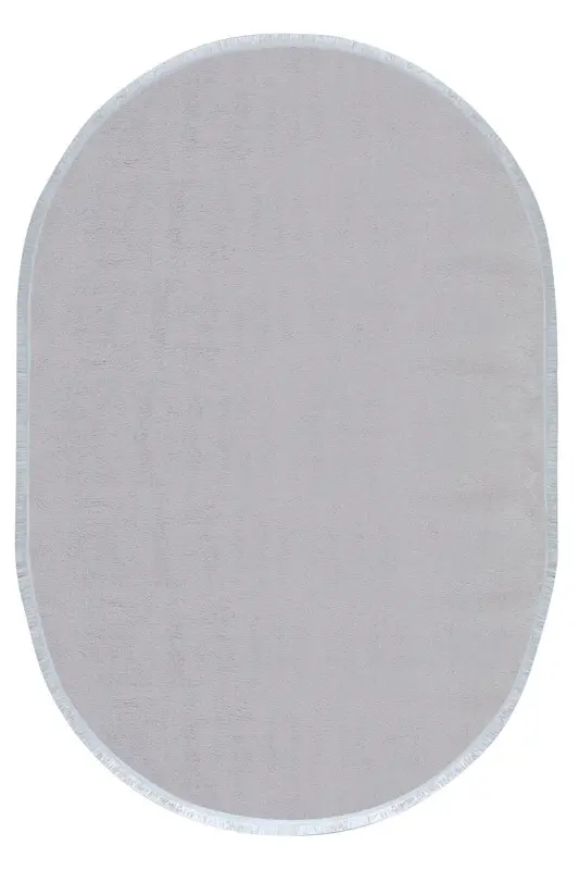 Vl Comfort Oval Flat Fringed Plush Carpet Gray-Gray Flat Fringed Oval - 2