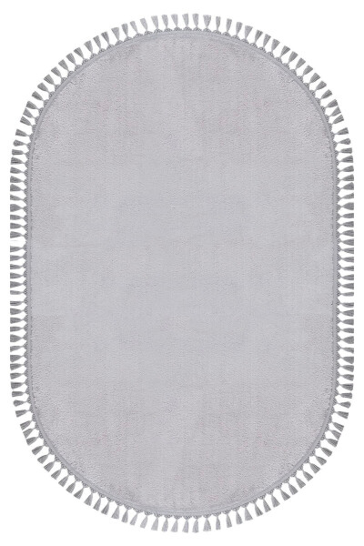 Vl Comfort Oval Pompom Tassel Plush Rug Gray - 4